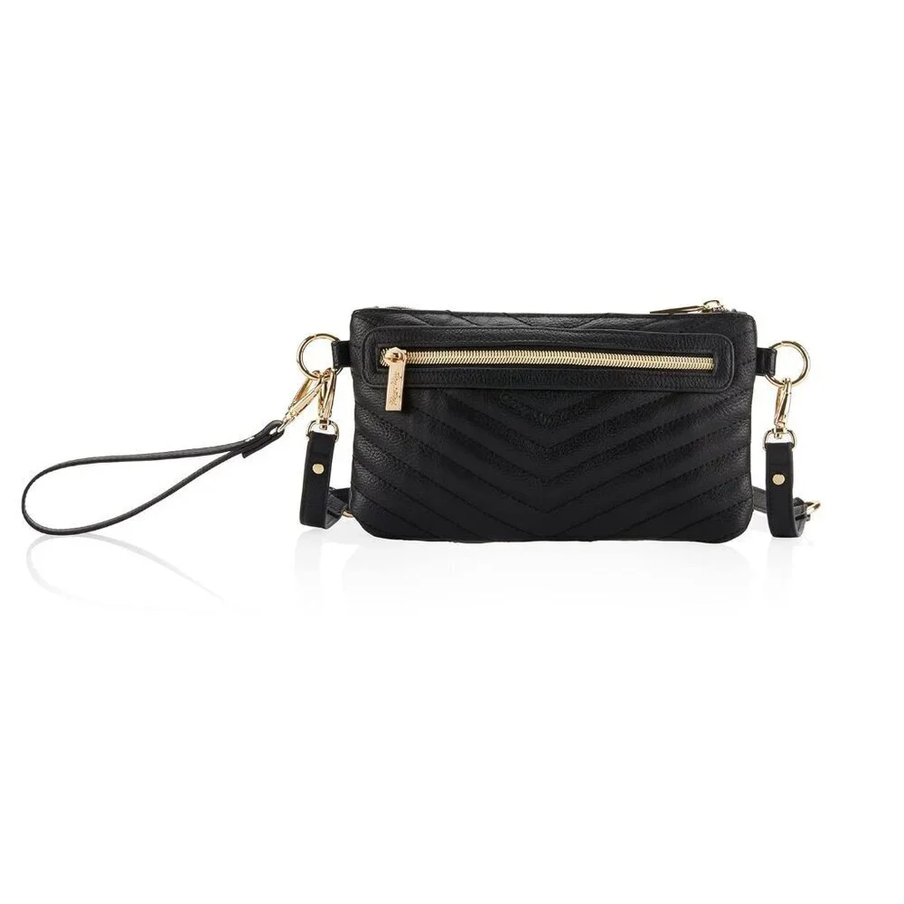 Faux Leather Wallet Pouch Crossbody Wristlet Belt Bag - Compact Multi-Use